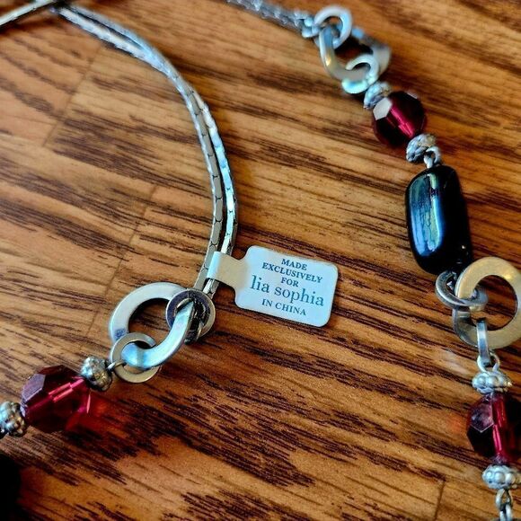 LIA SOPHIA Silver, Crystal, Stone Necklace - Picture 4 of 9